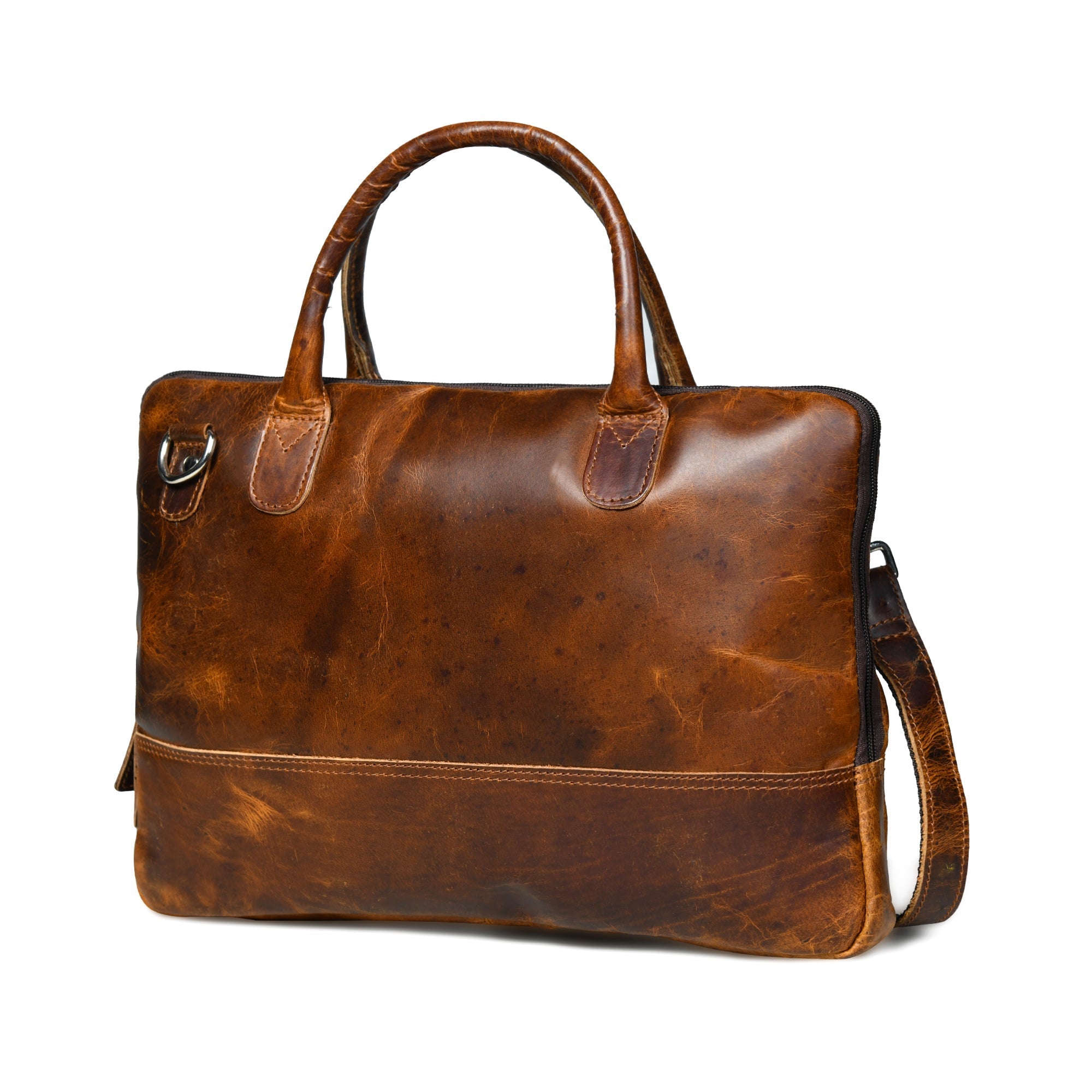 Classy Leather Bags Modernist Leather Laptop Bag- Brown