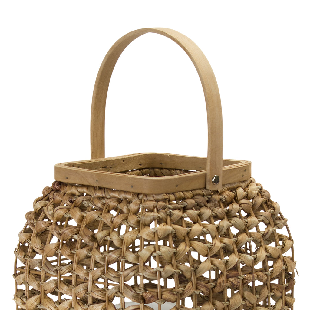 Woven Wicker Lantern with Glass Insert 16"H SpadezStore
