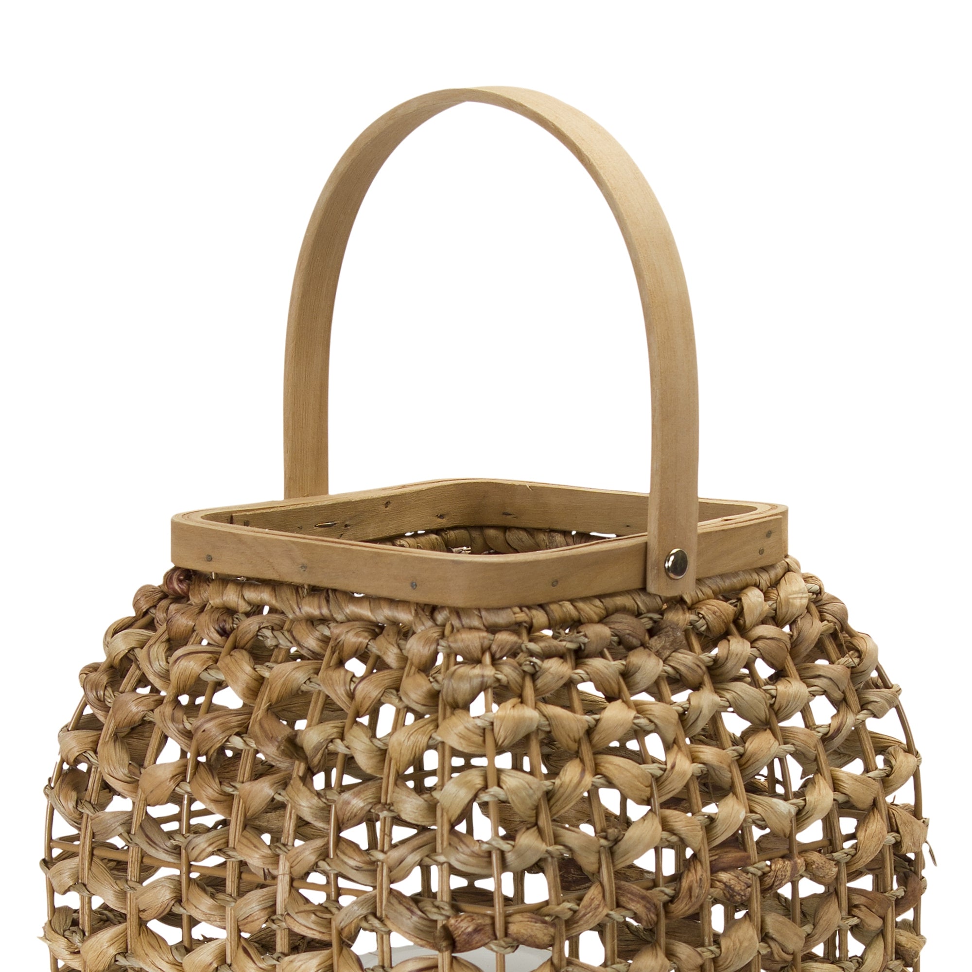 Woven Wicker Lantern with Glass Insert 16"H SpadezStore