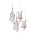 Blush Bunny and Hedgehog Bell Hanging Garden Accent Set of 4 SpadezStore