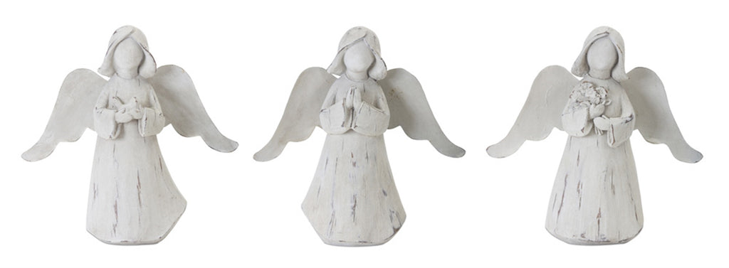 Praying Angel Figurine with Metal Wings Set of 6 SpadezStore