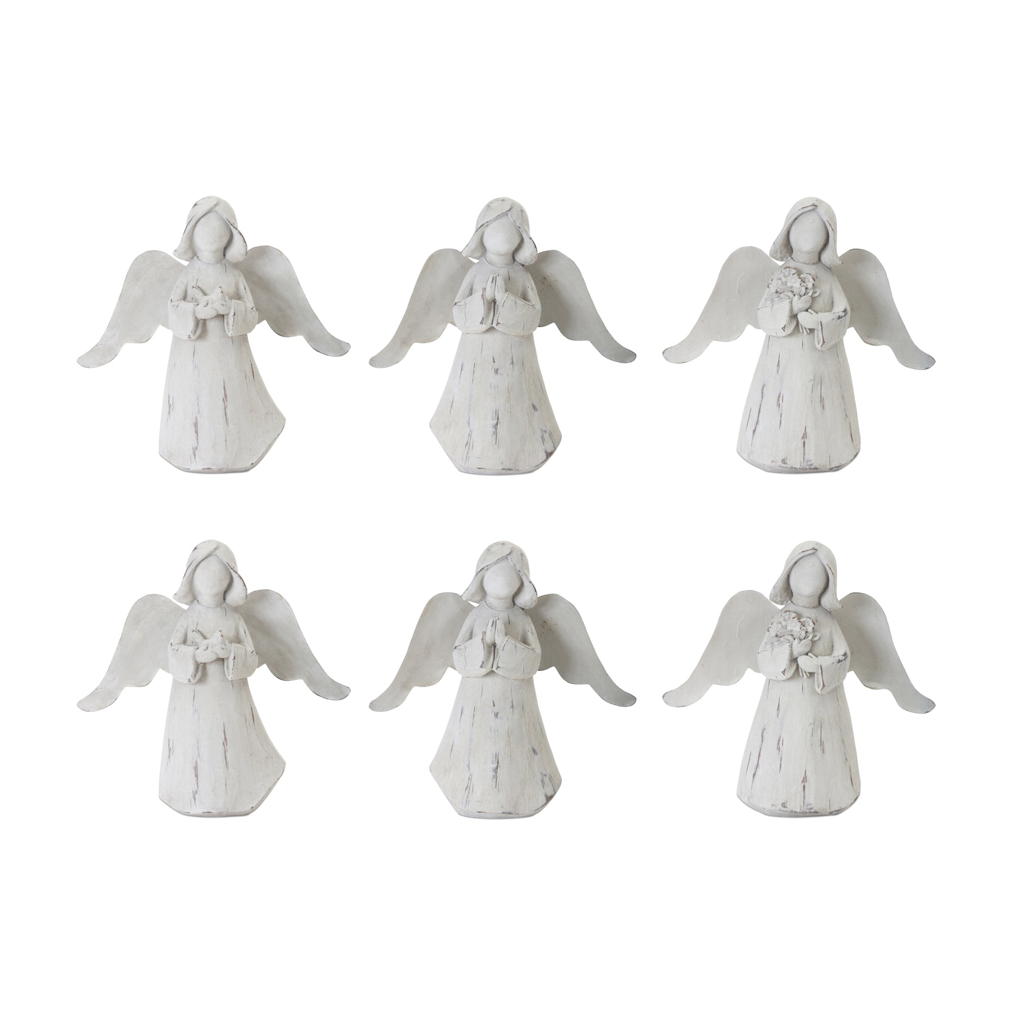 Praying Angel Figurine with Metal Wings Set of 6 SpadezStore