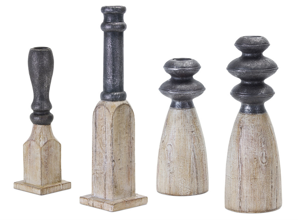 Contemporary Assorted Candle Holder Sticks Set of 4 SpadezStore
