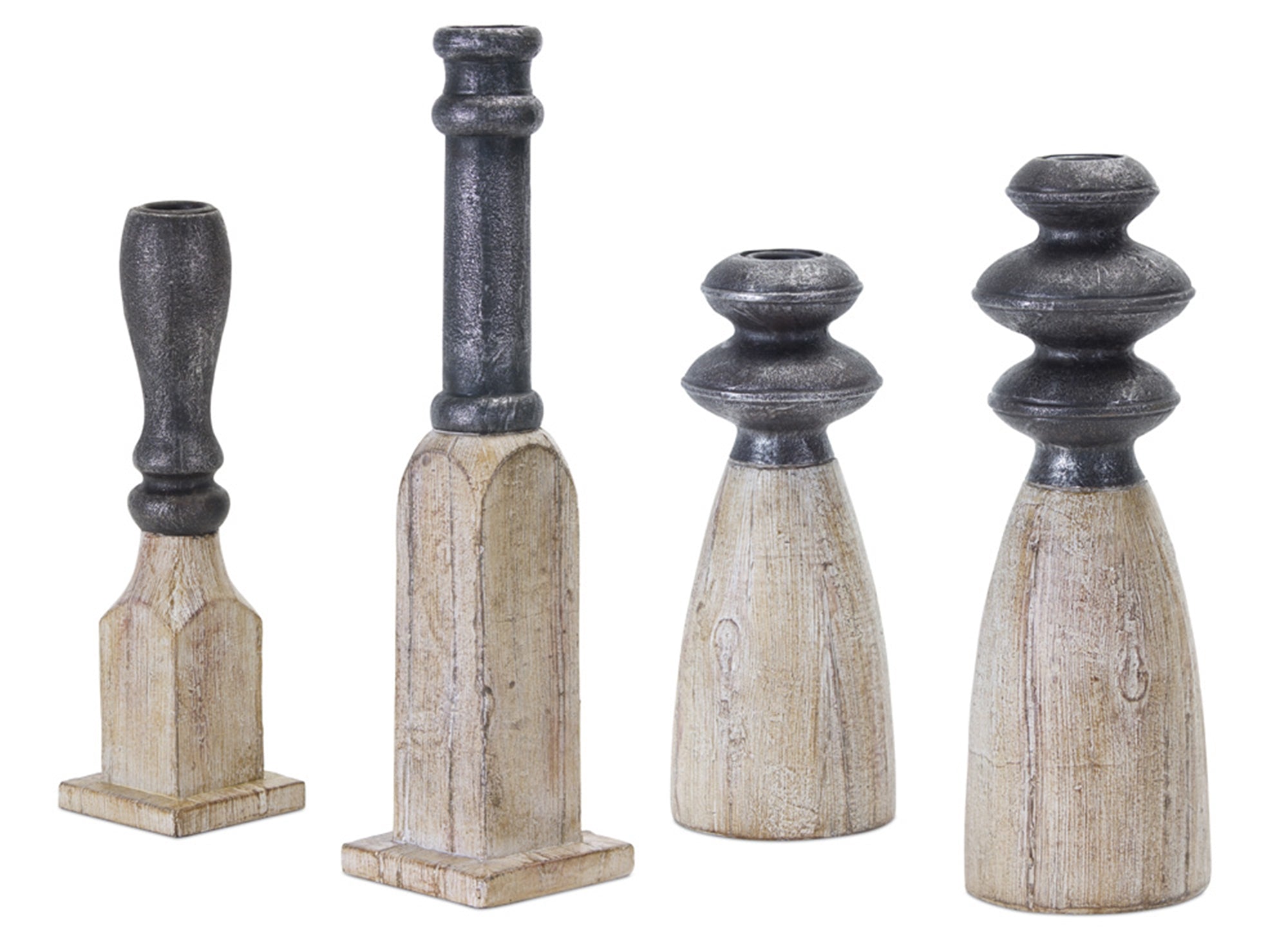 Contemporary Assorted Candle Holder Sticks Set of 4 SpadezStore