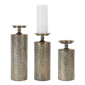 Hammered Bronze Metal Candle Holder Set of 3 SpadezStore