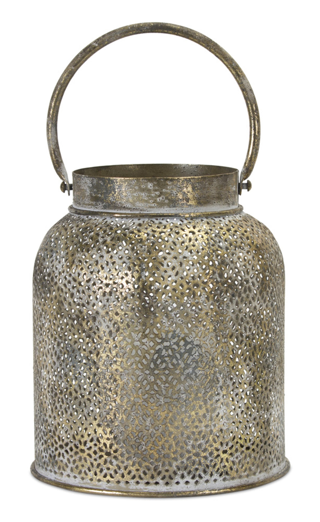 Punched Bronze Metal Candle Holder Set of 2 SpadezStore