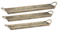Hammered Metal Tray with Washed Finish and Handles Set of 3 SpadezStore