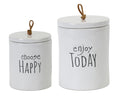 Stoneware Happy Sentiment Canister Set of 2 SpadezStore