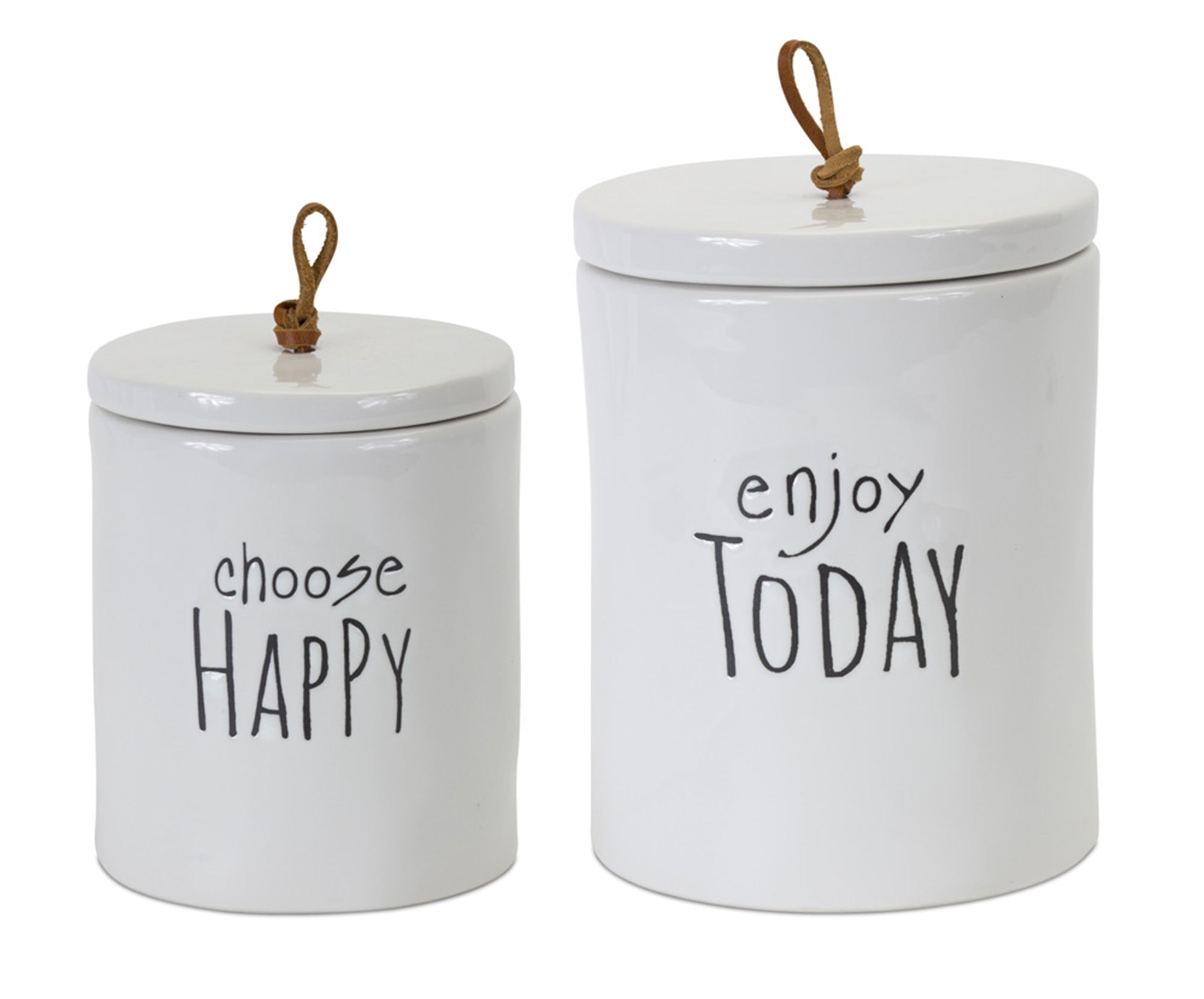 Stoneware Happy Sentiment Canister Set of 2 SpadezStore