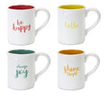 Stoneware Happy Sentiment Mug Set of 4 SpadezStore