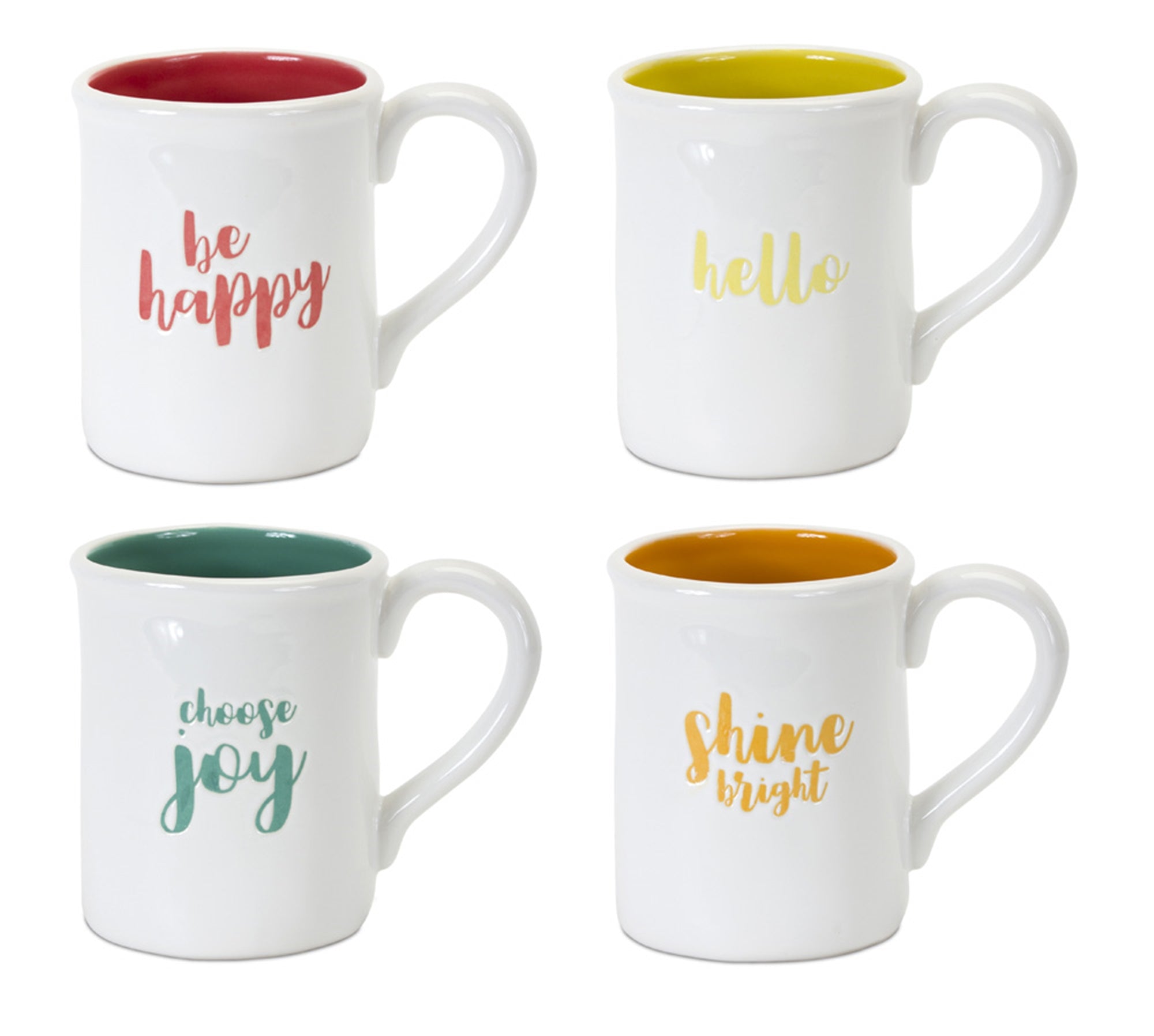 Stoneware Happy Sentiment Mug Set of 4 SpadezStore