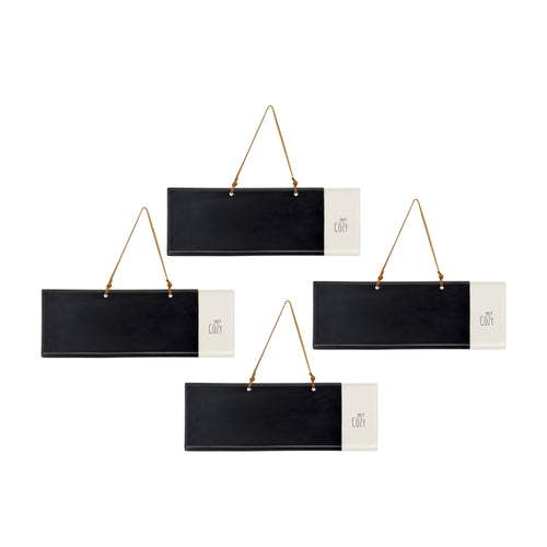 Black and White Hanging Sentiment Chalkboard Set of 4 SpadezStore