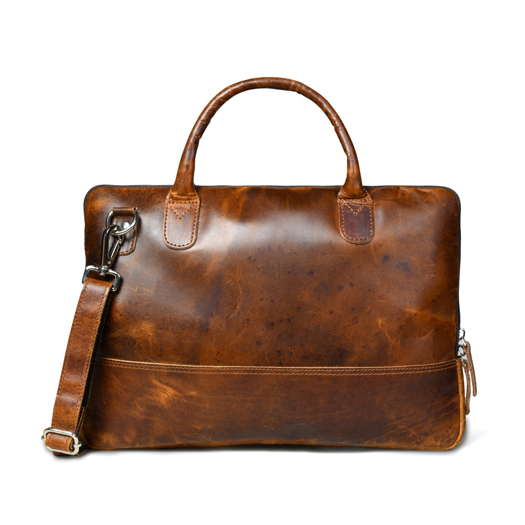 Classy Leather Bags Modernist Leather Laptop Bag- Brown