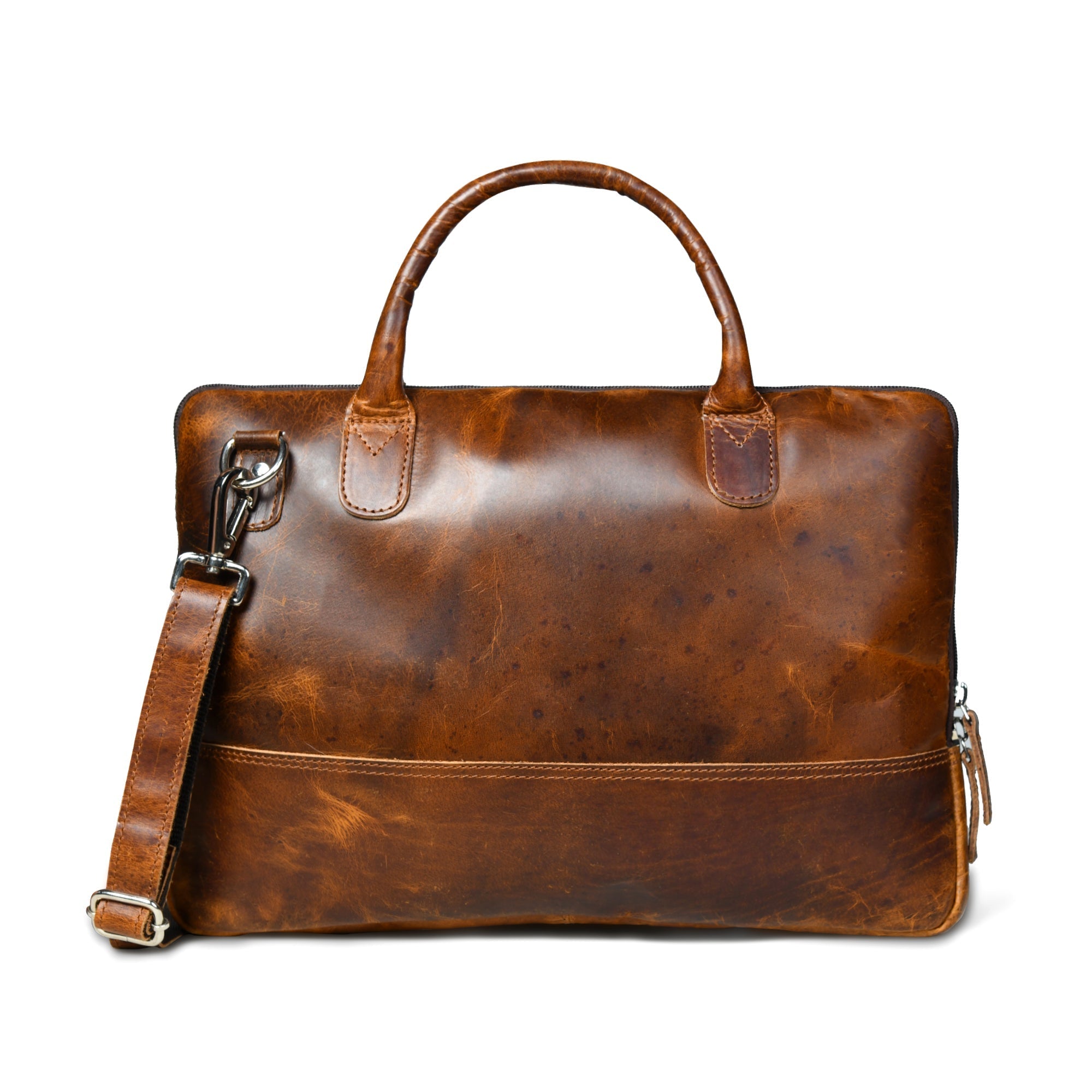 Classy Leather Bags Modernist Leather Laptop Bag- Brown