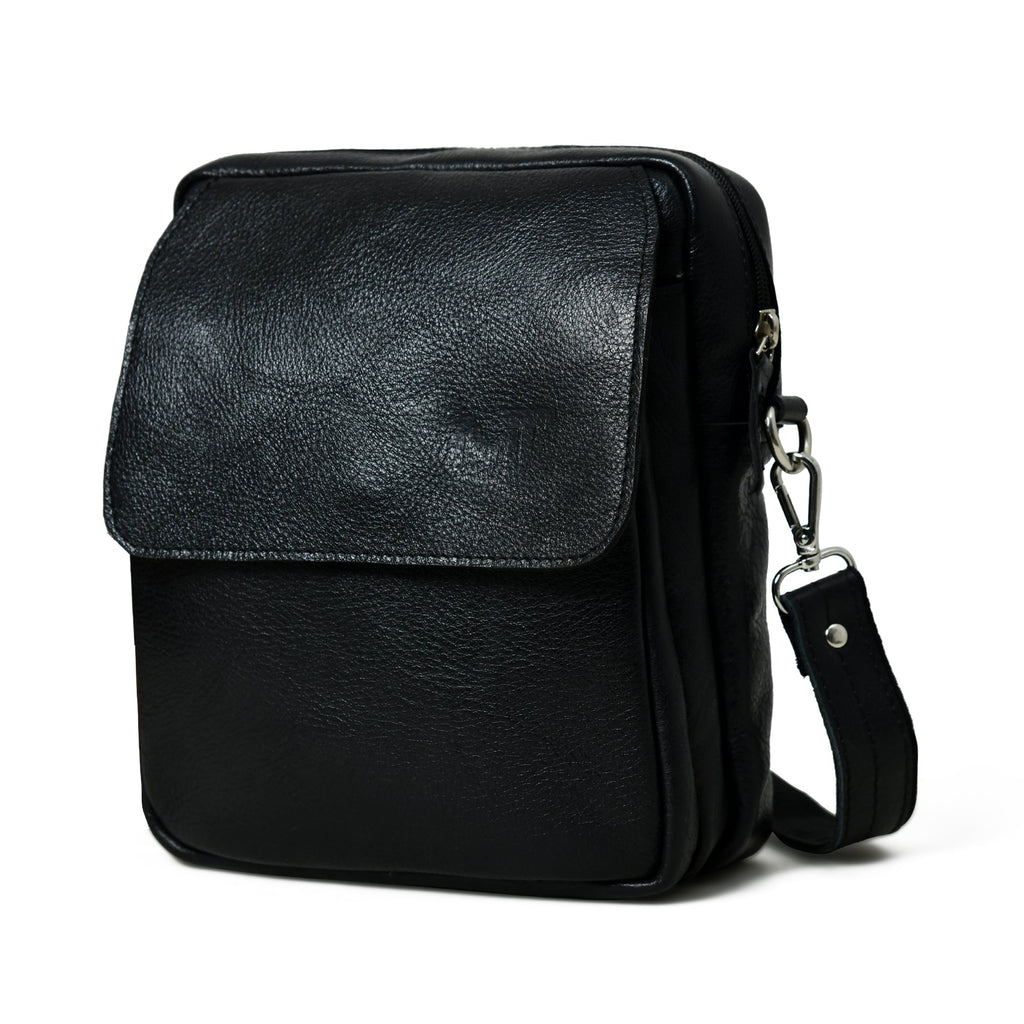 Classy Leather Bags Enzo Black Side Messenger SpadezStore