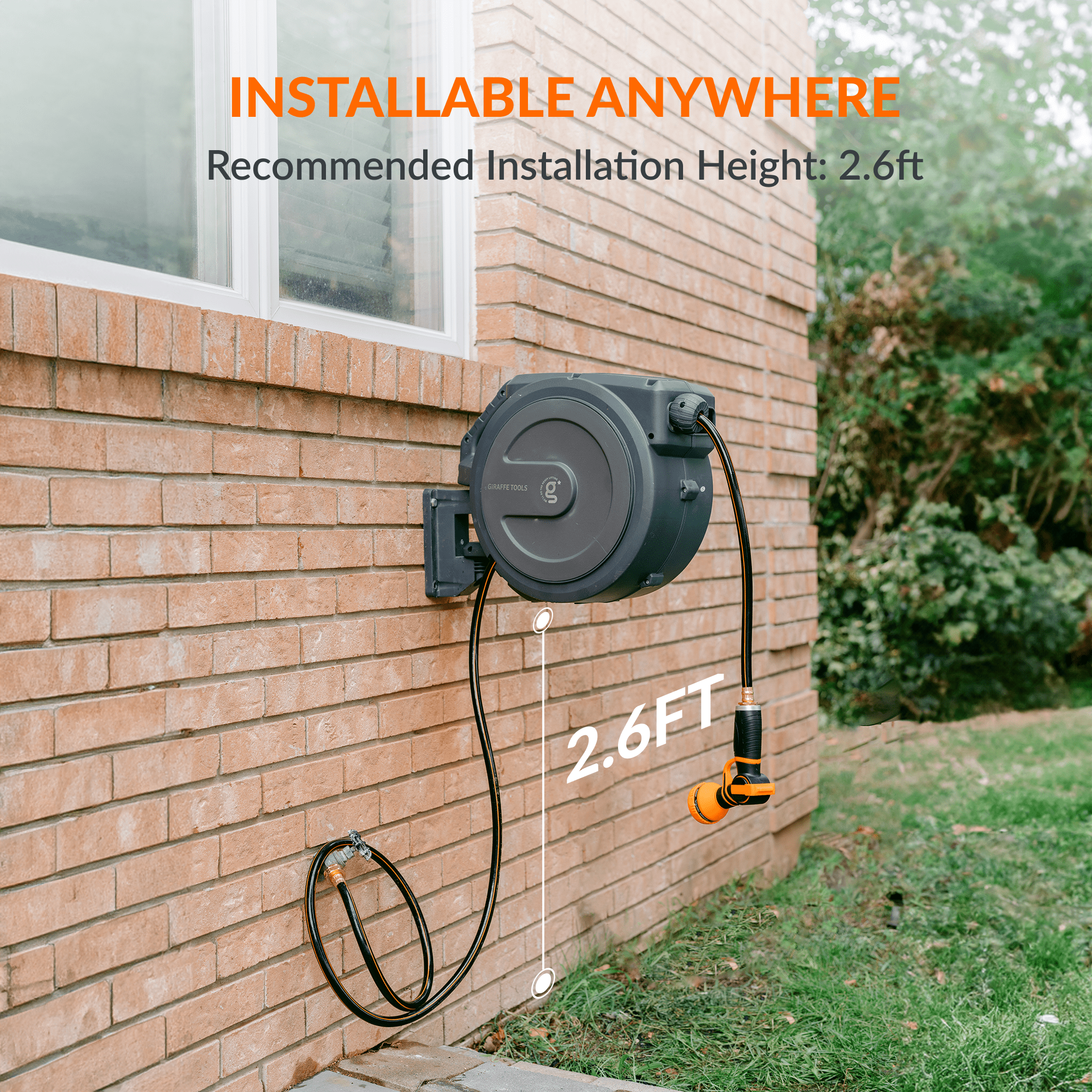 Giraffe Tools Retractable Garden Hose Reel-5/8 in-115ft SpadezStore