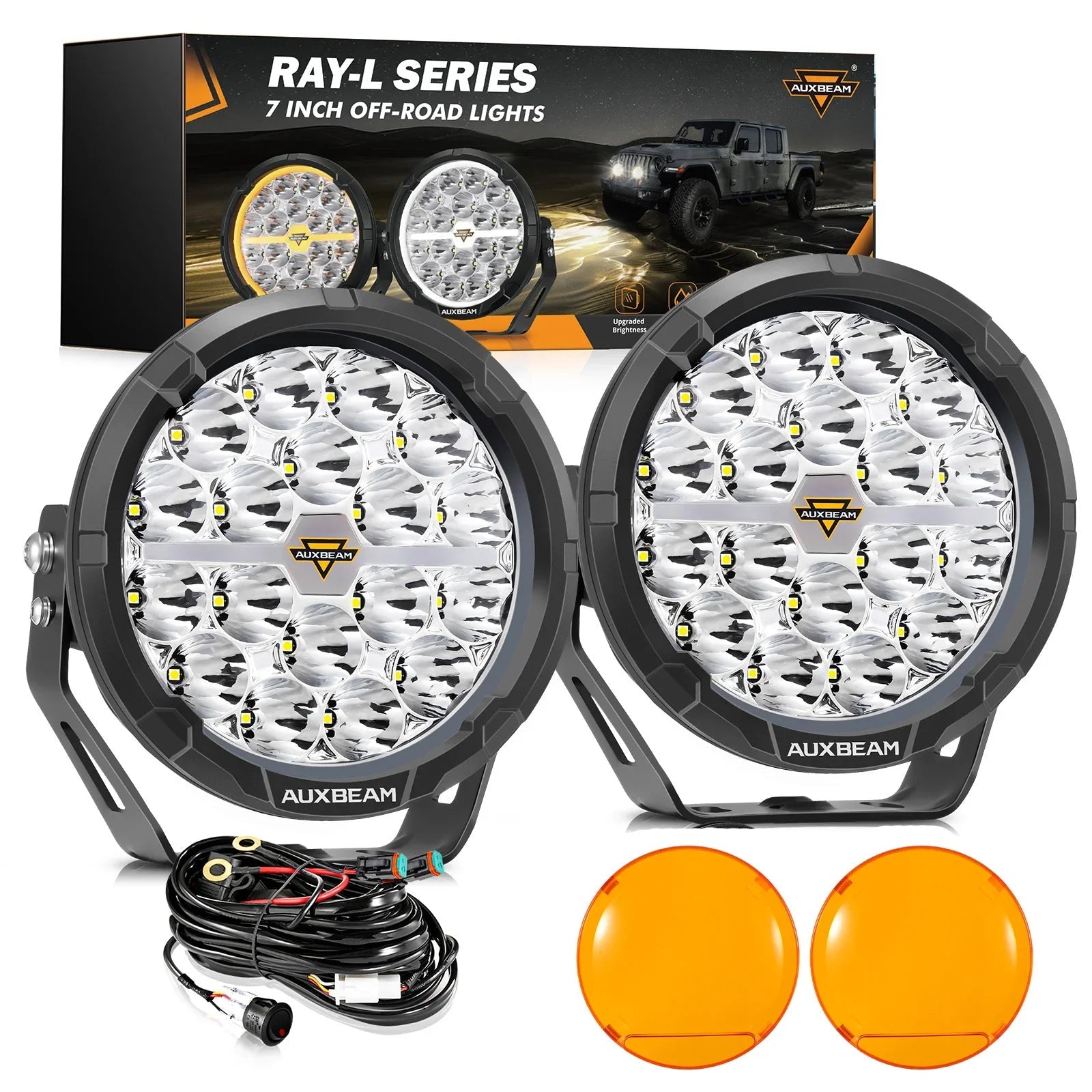 Auxbeam RAY-L Series | 7 Inch 240W 25800LM Dual DRL Offroad LED Driving Lights SpadezStore