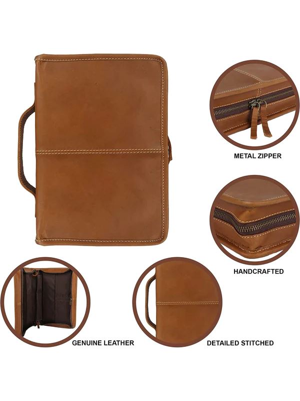 Classy Leather Bags Classic Bible Leather Cover - Tan SpadezStore