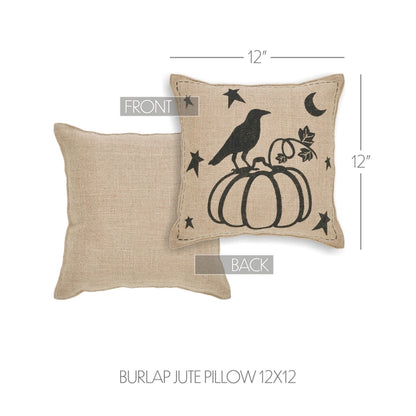 VHC Brands Raven Harvest Burlap Jute Pillow 12x12