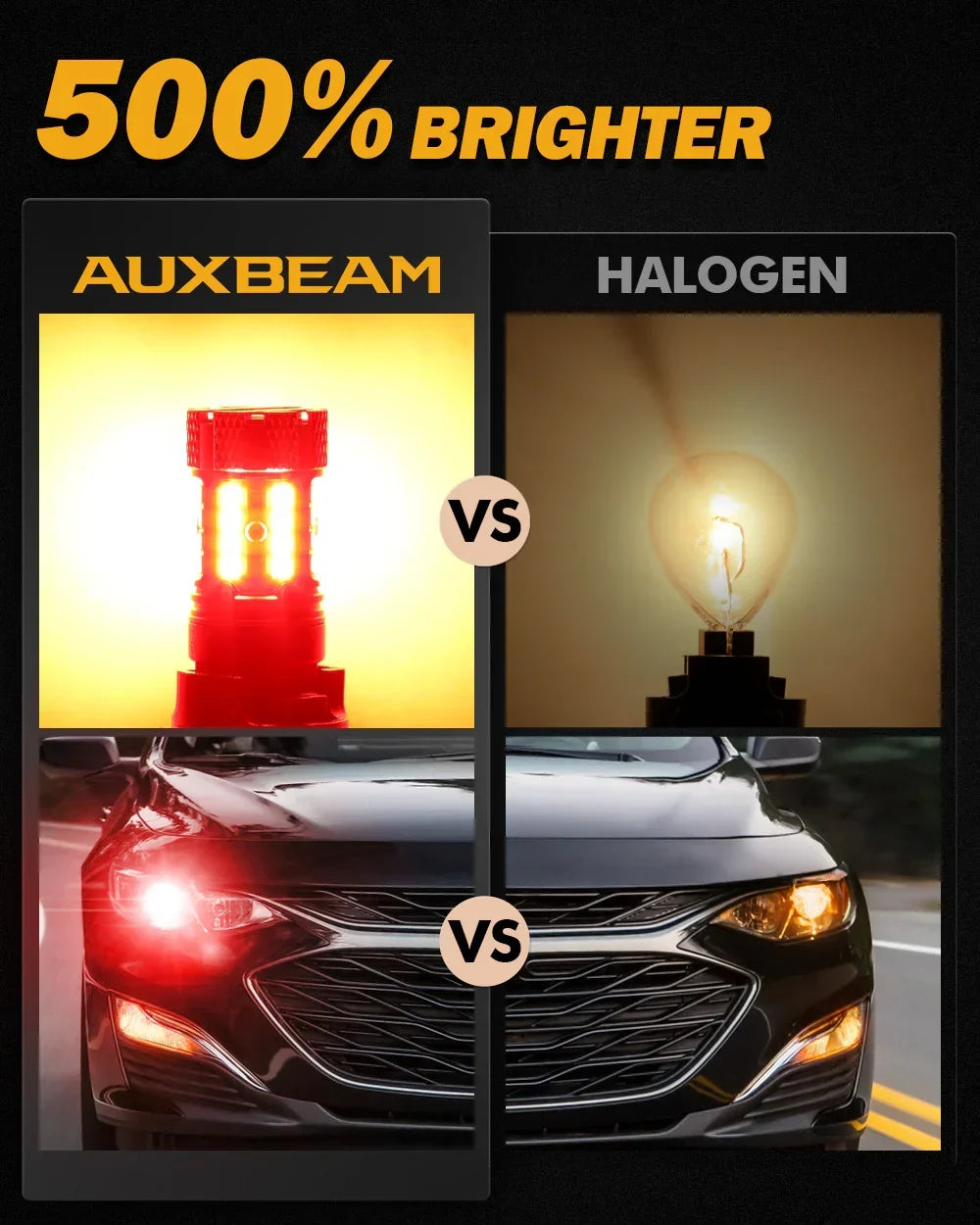 Auxbeam T25 3157 3156 LED Brake/Tail Light Bulbs 50W 4000LM CAN-Bus Error Free Red B21-PRO Series | 2 Bulbs