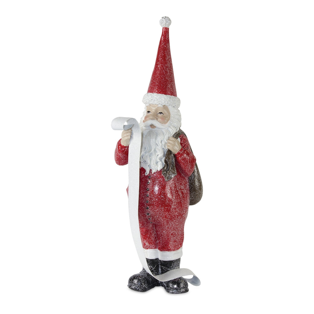 Frosted Long John Santa with Pine and List Accent Set of 3 SpadezStore