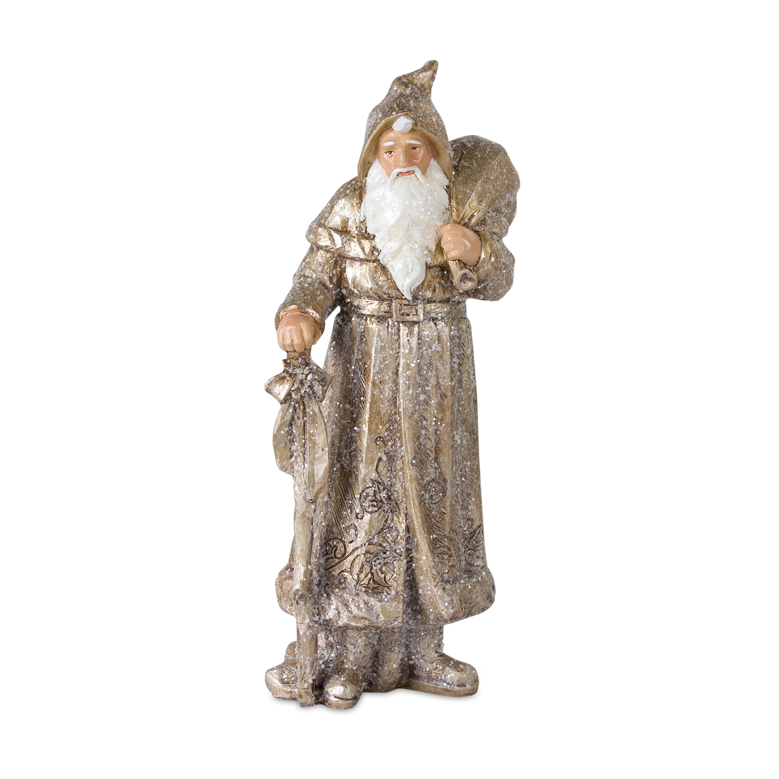 Stone Woodland Santa with Gold Finish Set of 3 SpadezStore