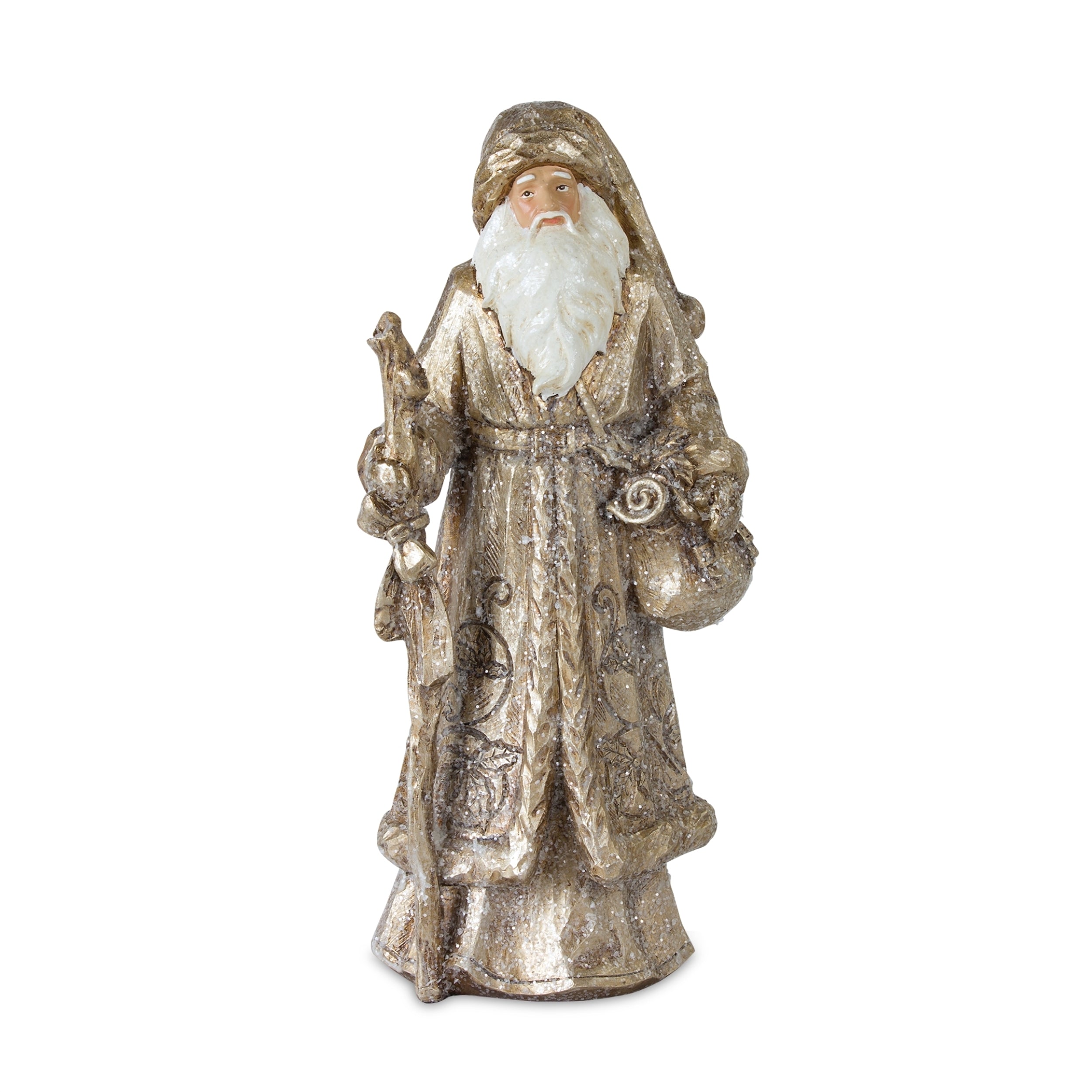 Stone Woodland Santa with Gold Finish Set of 3 SpadezStore