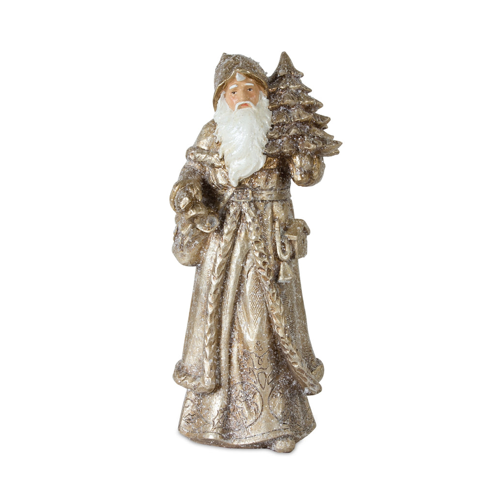 Stone Woodland Santa with Gold Finish Set of 3 SpadezStore