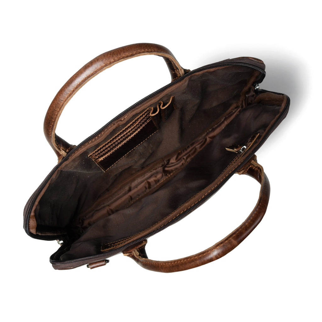 Classy Leather Bags Modernist Leather Laptop Bag- Brown