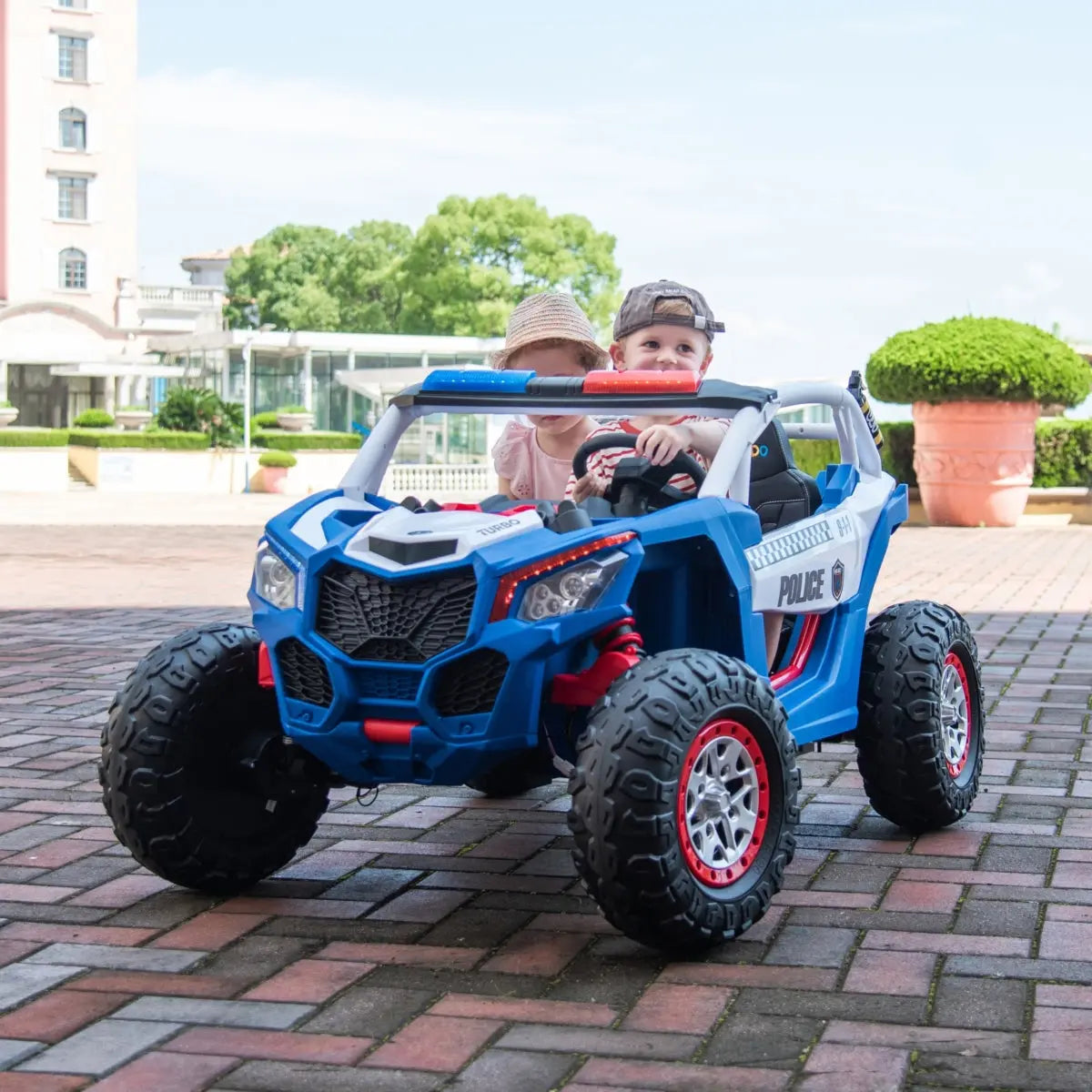 Freddo 24V Storm Police UTV 2-Seater for Kids with Lights & Sirens for Action-Packed Adventures SpadezStore