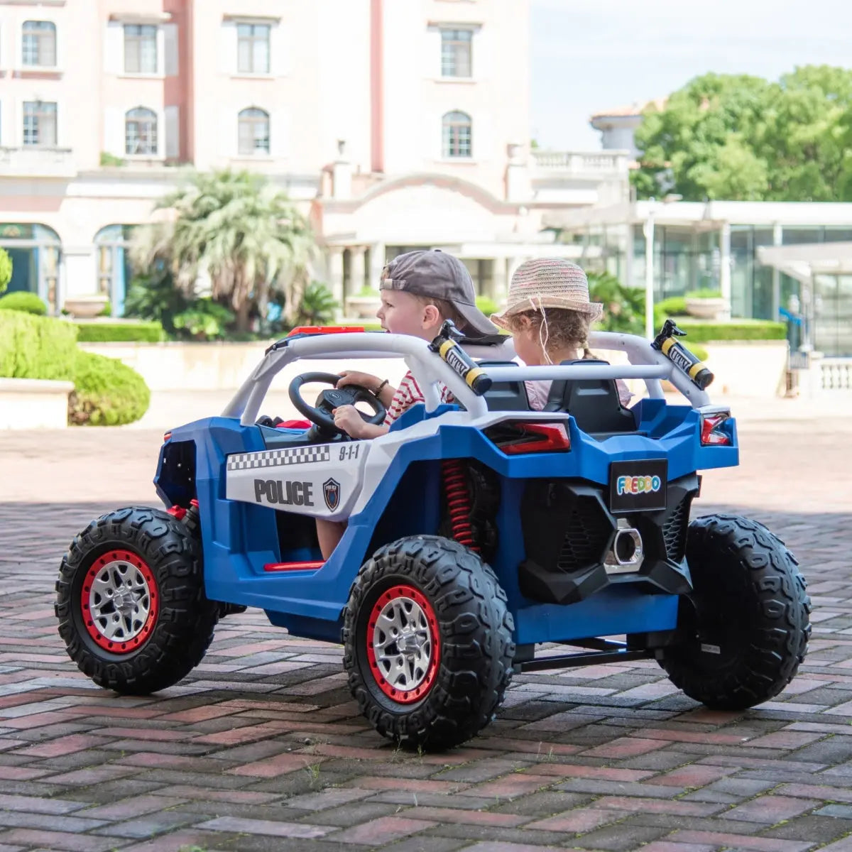 Freddo 24V Storm Police UTV 2-Seater for Kids with Lights & Sirens for Action-Packed Adventures SpadezStore