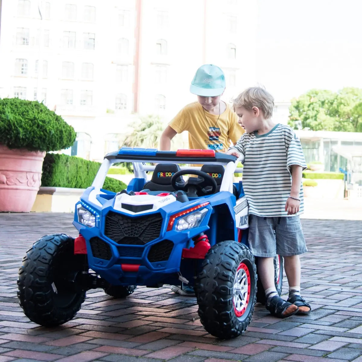 Freddo 24V Storm Police UTV 2-Seater for Kids with Lights & Sirens for Action-Packed Adventures SpadezStore