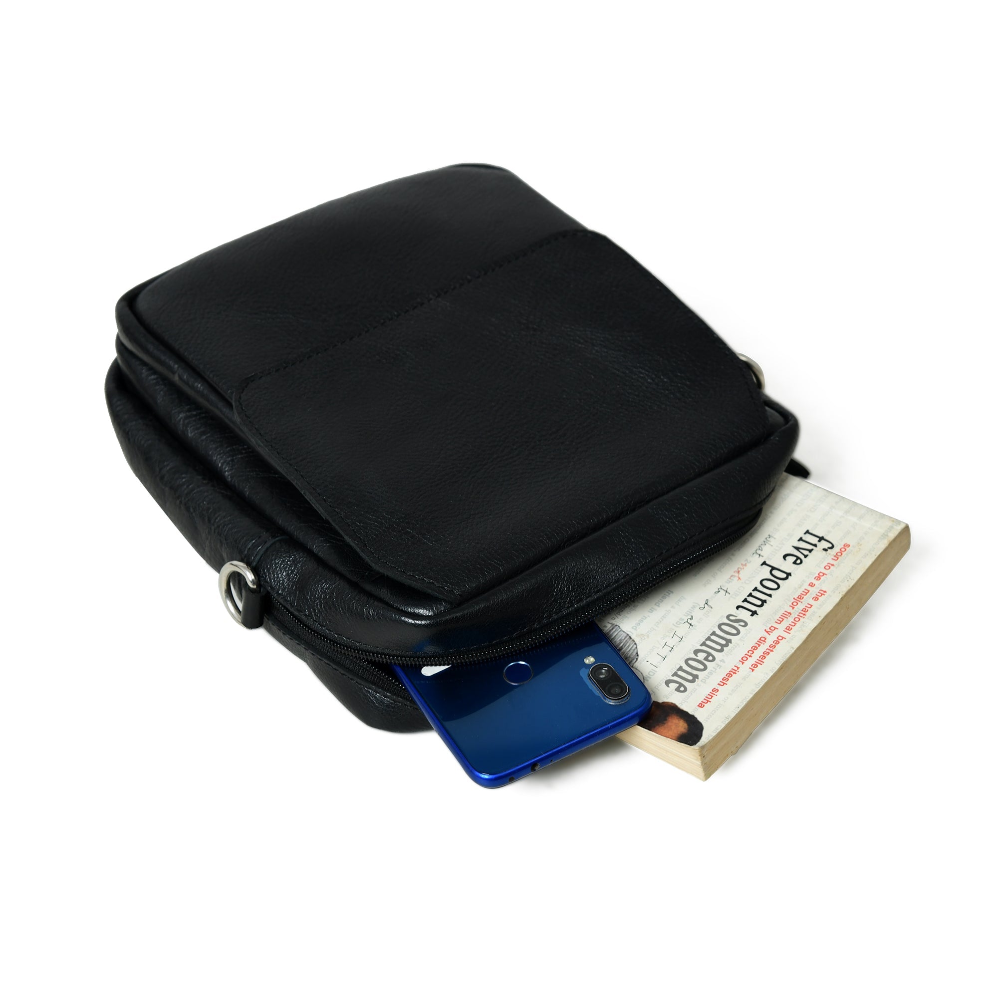 Classy Leather Bags Enzo Black Side Messenger SpadezStore