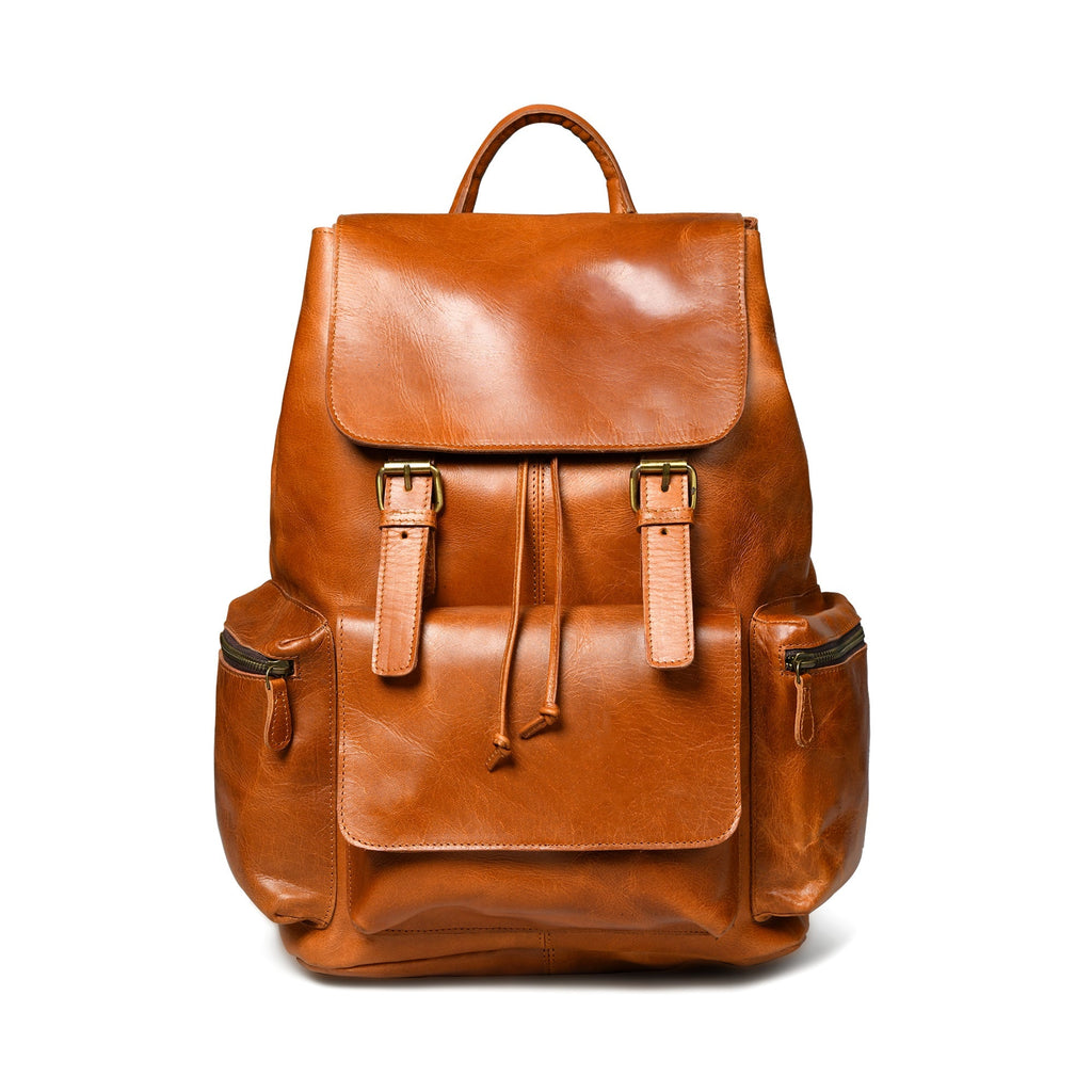 Vortex Leather Backpack: Tan Brown SpadezStore