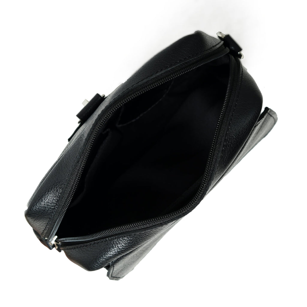 Classy Leather Bags Enzo Black Side Messenger SpadezStore