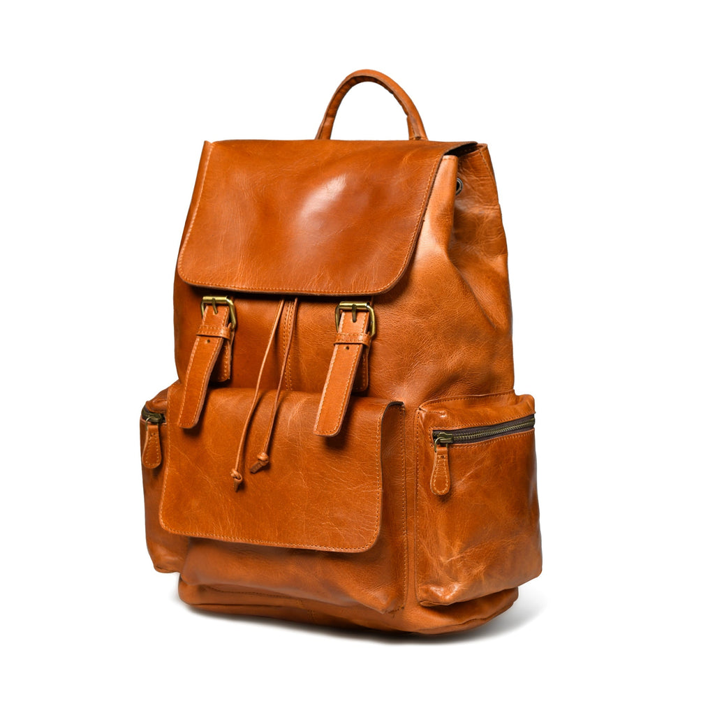 Vortex Leather Backpack: Tan Brown SpadezStore