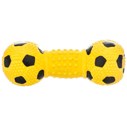 Coastal Pet Rascals Latex Soccer Ball Dumbbell Dog Toy Yellow SpadezStore