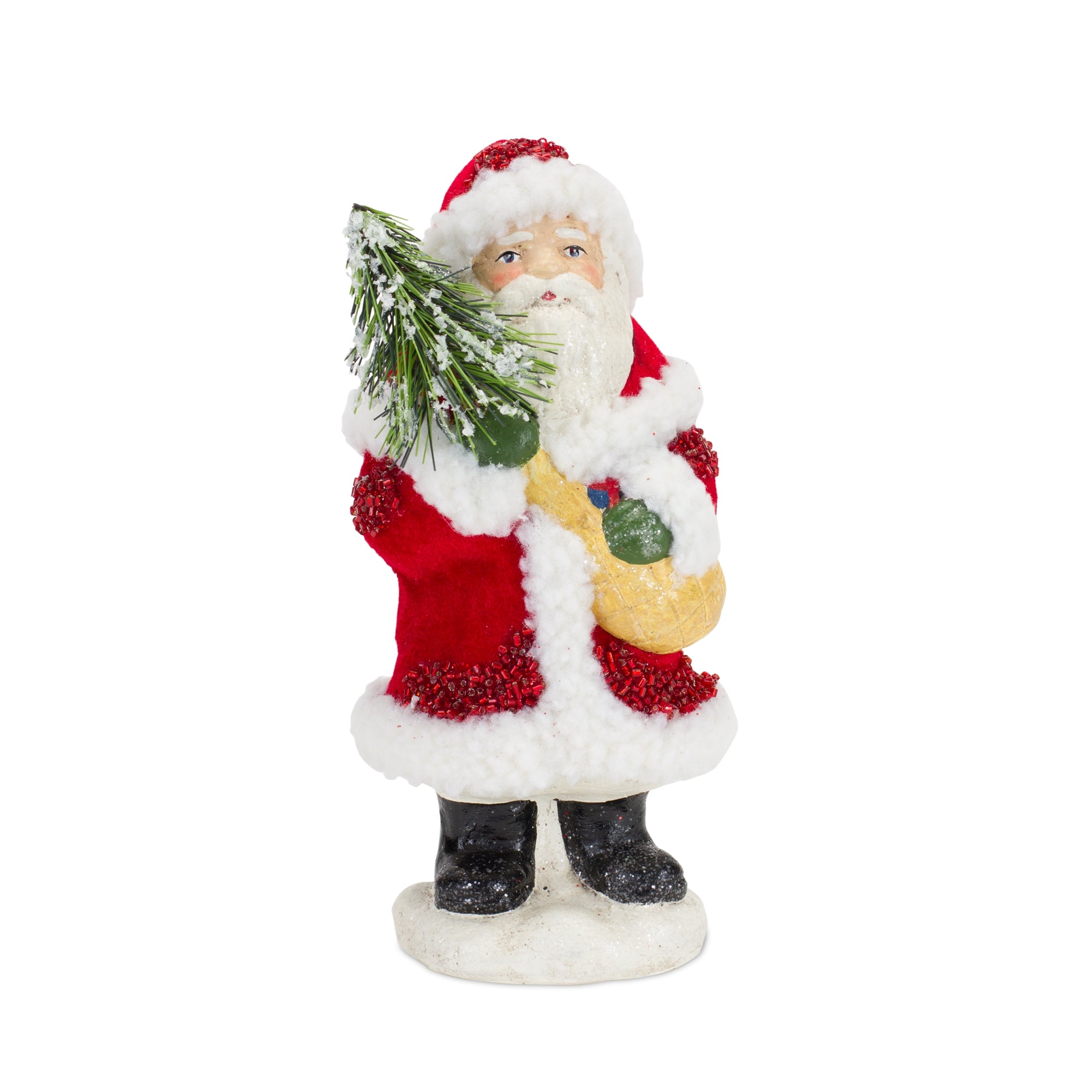 Santa Figurine with Pine Tree and Present Accents Set of 3 SpadezStore