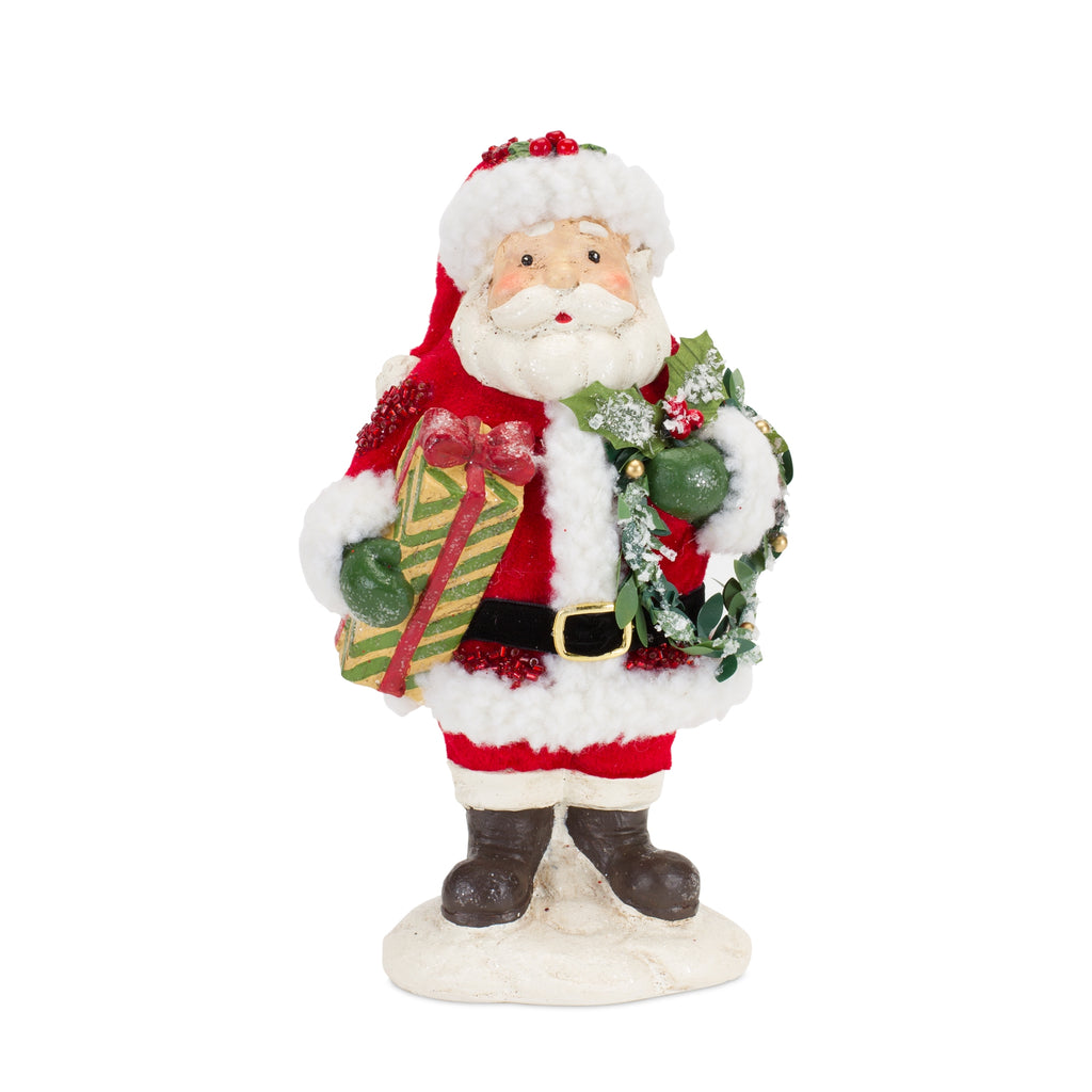 Santa Figurine with Pine Tree and Present Accents Set of 3 SpadezStore