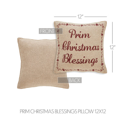 Gable Prim Christmas Blessings Pillow 12x12 SpadezStore