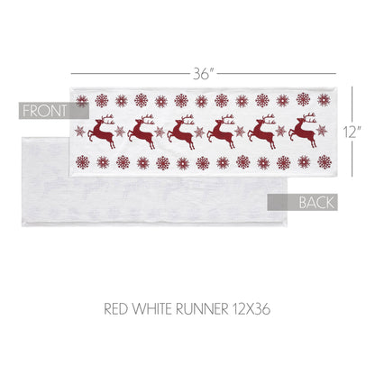 Scandia Snowflake Red White Runner 12x36 SpadezStore