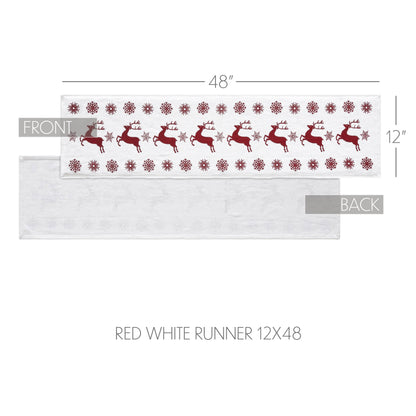 Scandia Snowflake Red White Runner 12x48 SpadezStore