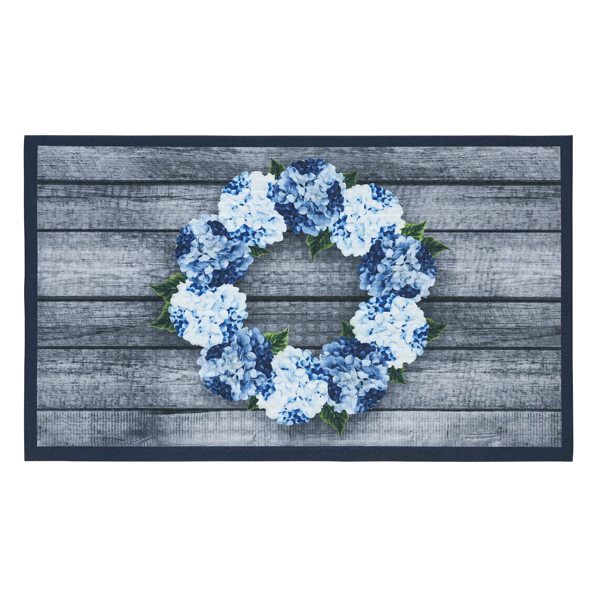 Finders Keepers Hydrangea Wreath Nylon Rug Rect 17.5x29.5 SpadezStore
