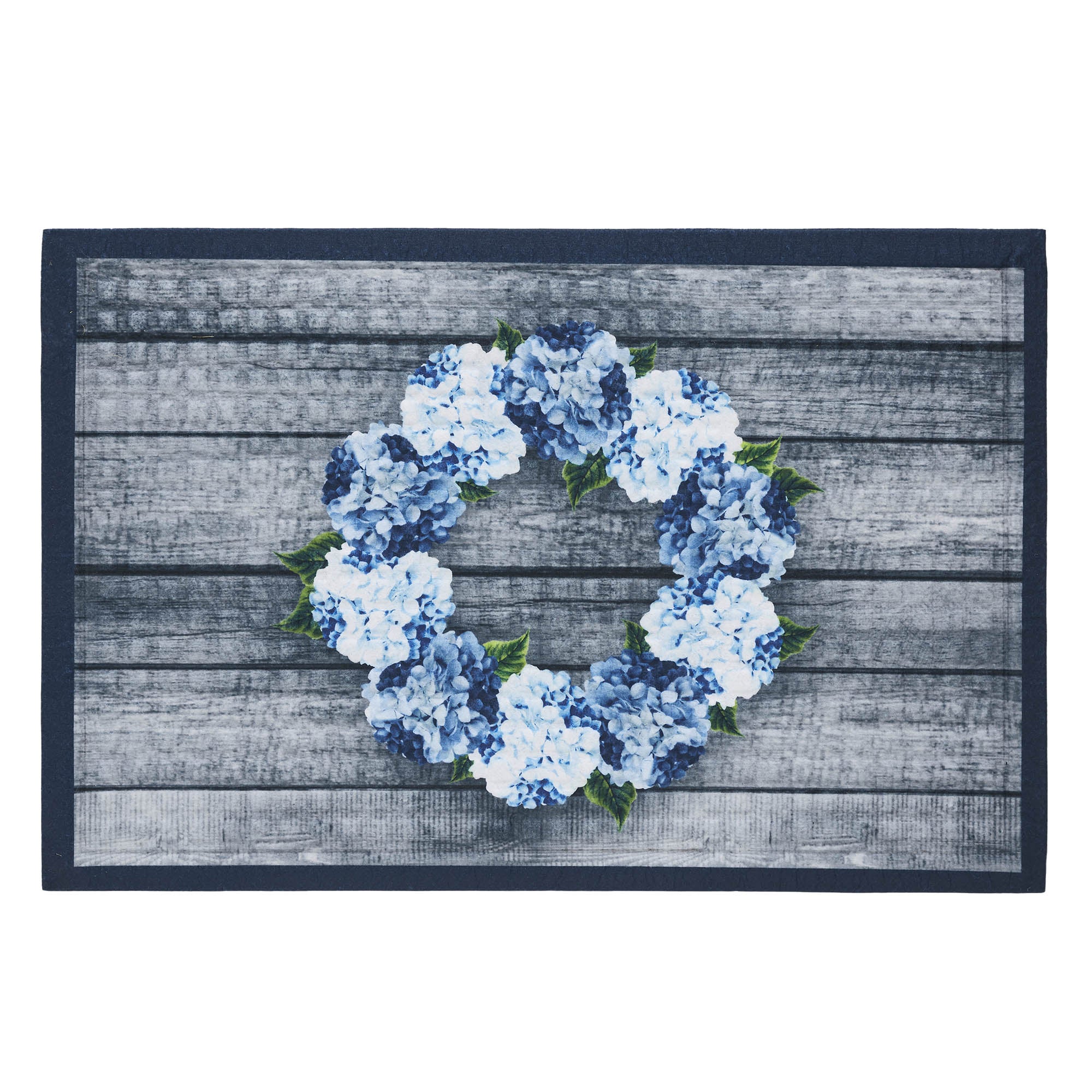 Finders Keepers Hydrangea Wreath Nylon Rug Rect 24x36 SpadezStore