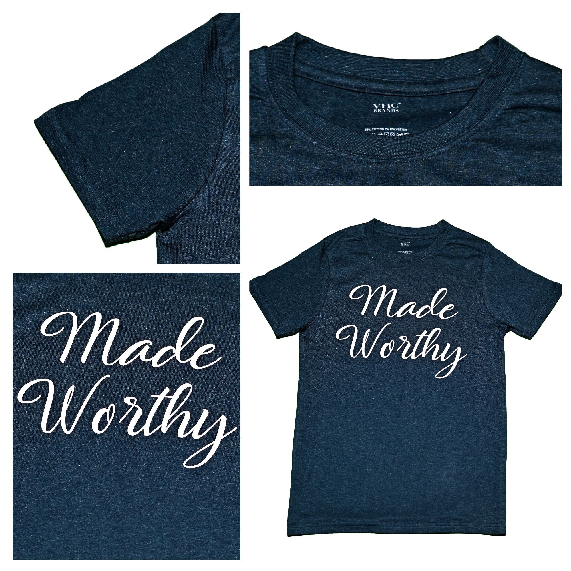 Made Worthy T-Shirt, Navy Melange, Large SpadezStore