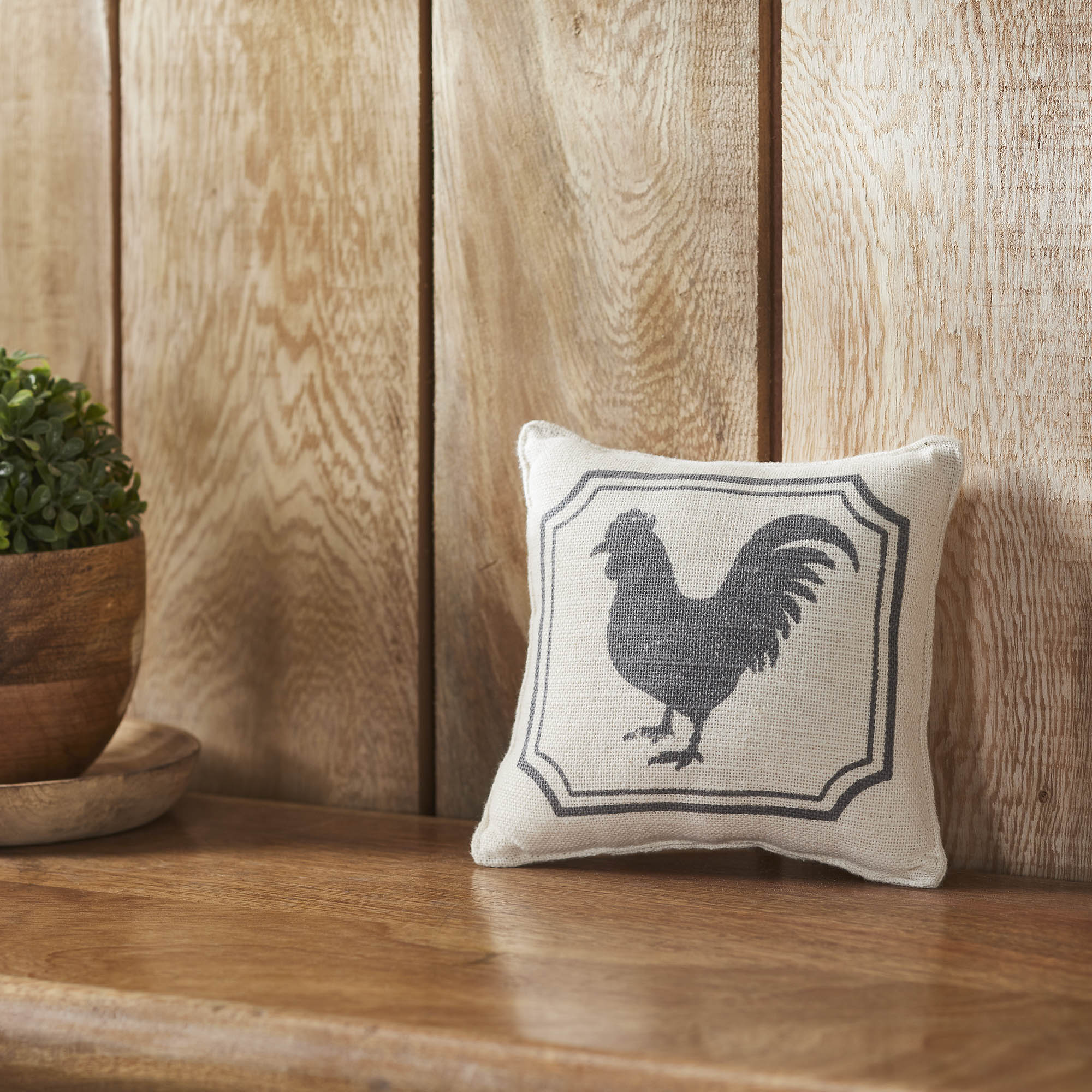 Finders Keepers Rooster Silhouette Pillow 6x6 SpadezStore