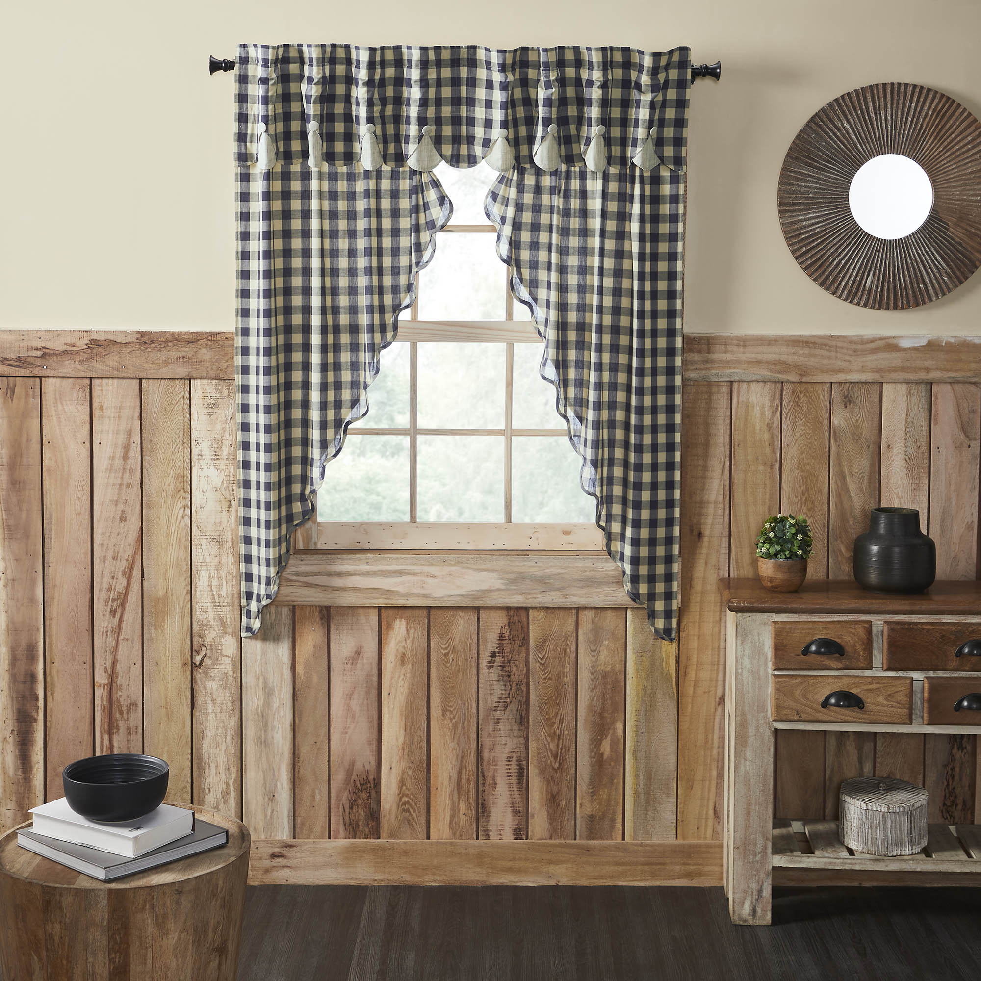 My Country Scalloped Layered Prairie Short Panel Set of 2 63x36x18 SpadezStore