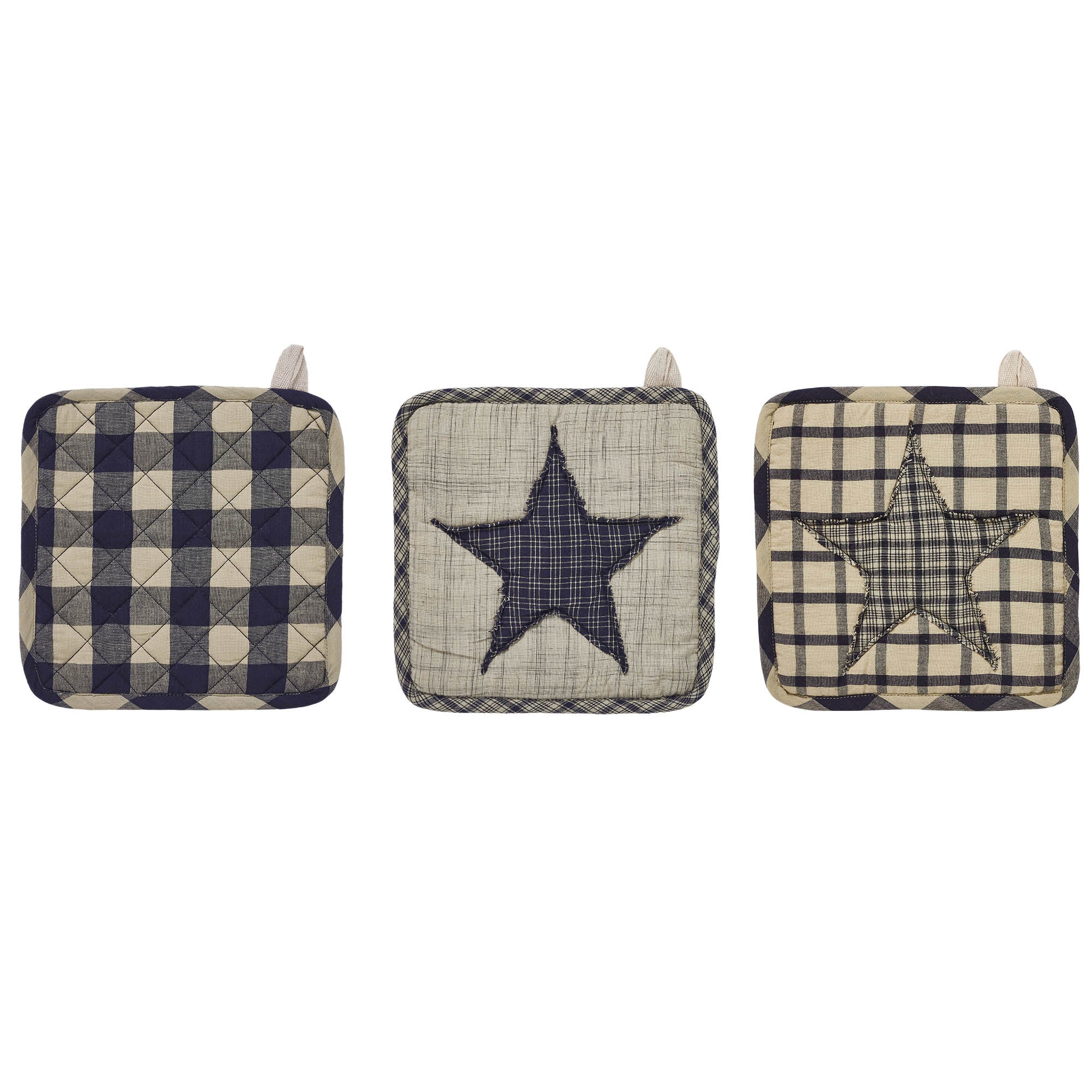 My Country Patchwork Pot Holder Set of 3 8x8 SpadezStore