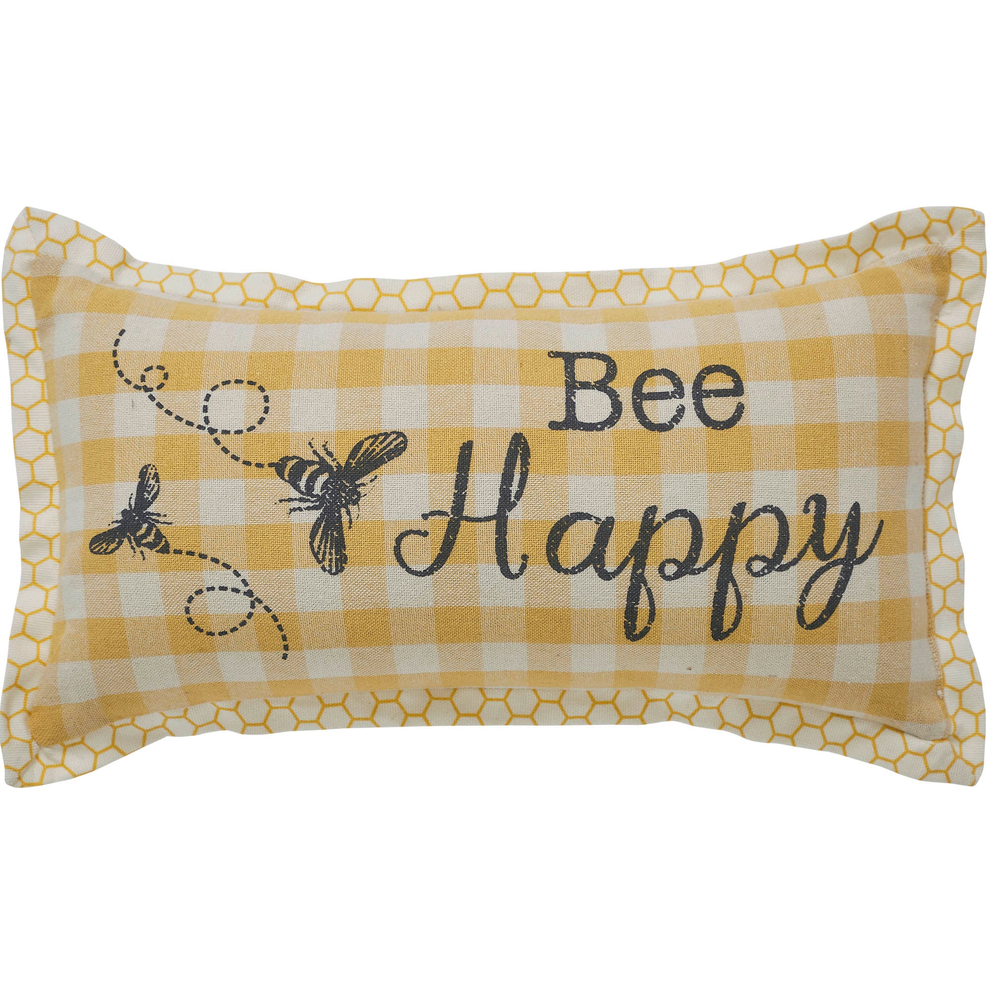 Buzzy Bees Bee Happy Pillow 7x13 SpadezStore