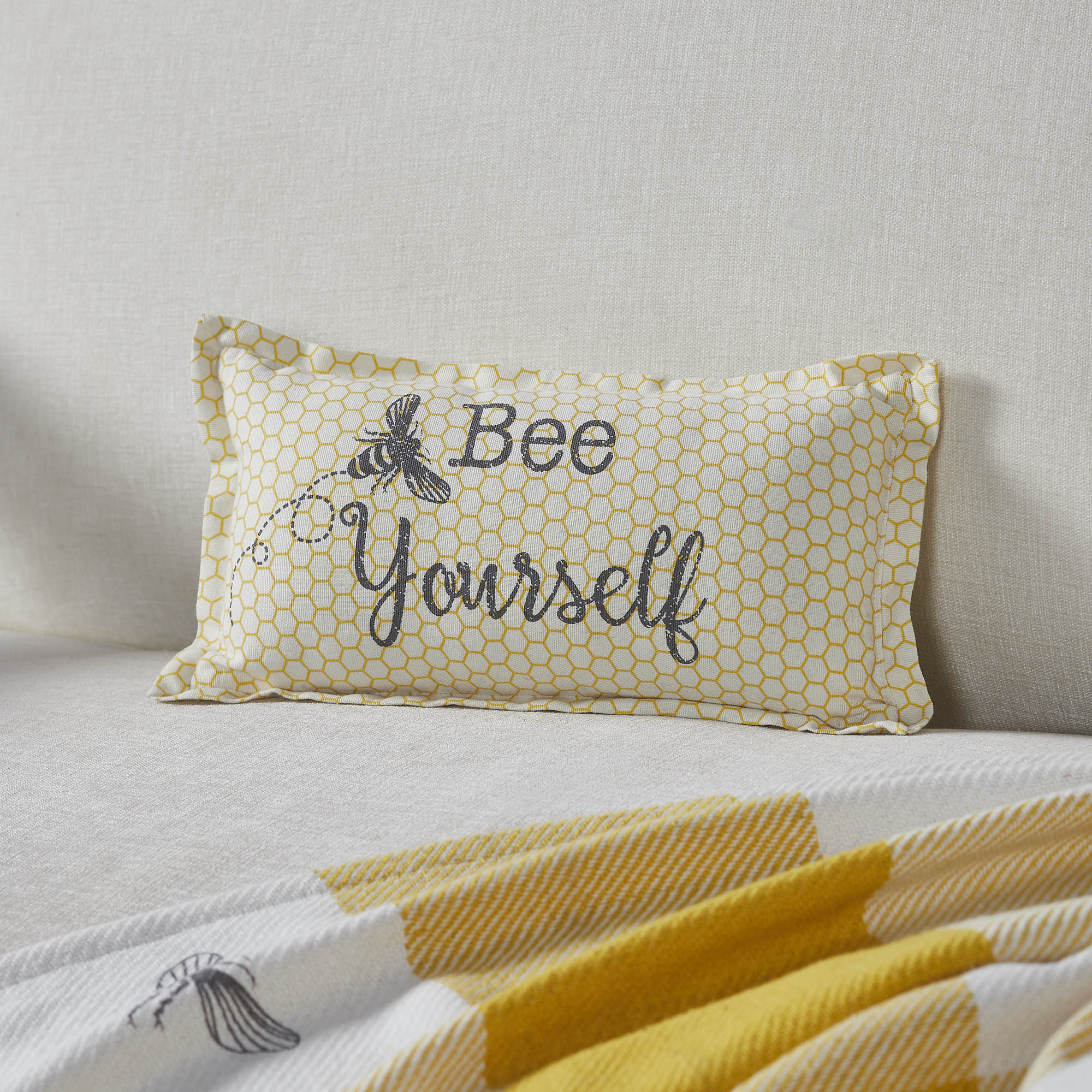 Buzzy Bees Bee Yourself Pillow 7x13 SpadezStore